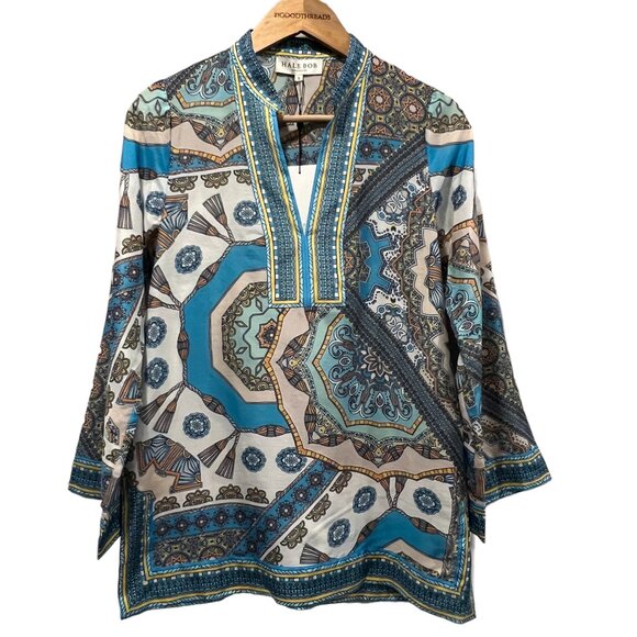Hale Bob ‘Joanna’ Boho Print Tunic Top, NWT, Blue, S - Picture 4 of 10